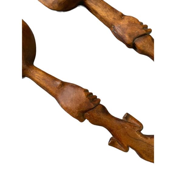 Vintage Polynesian Large wooden Spoon And Fork Wall Art - Picture 7 of 9